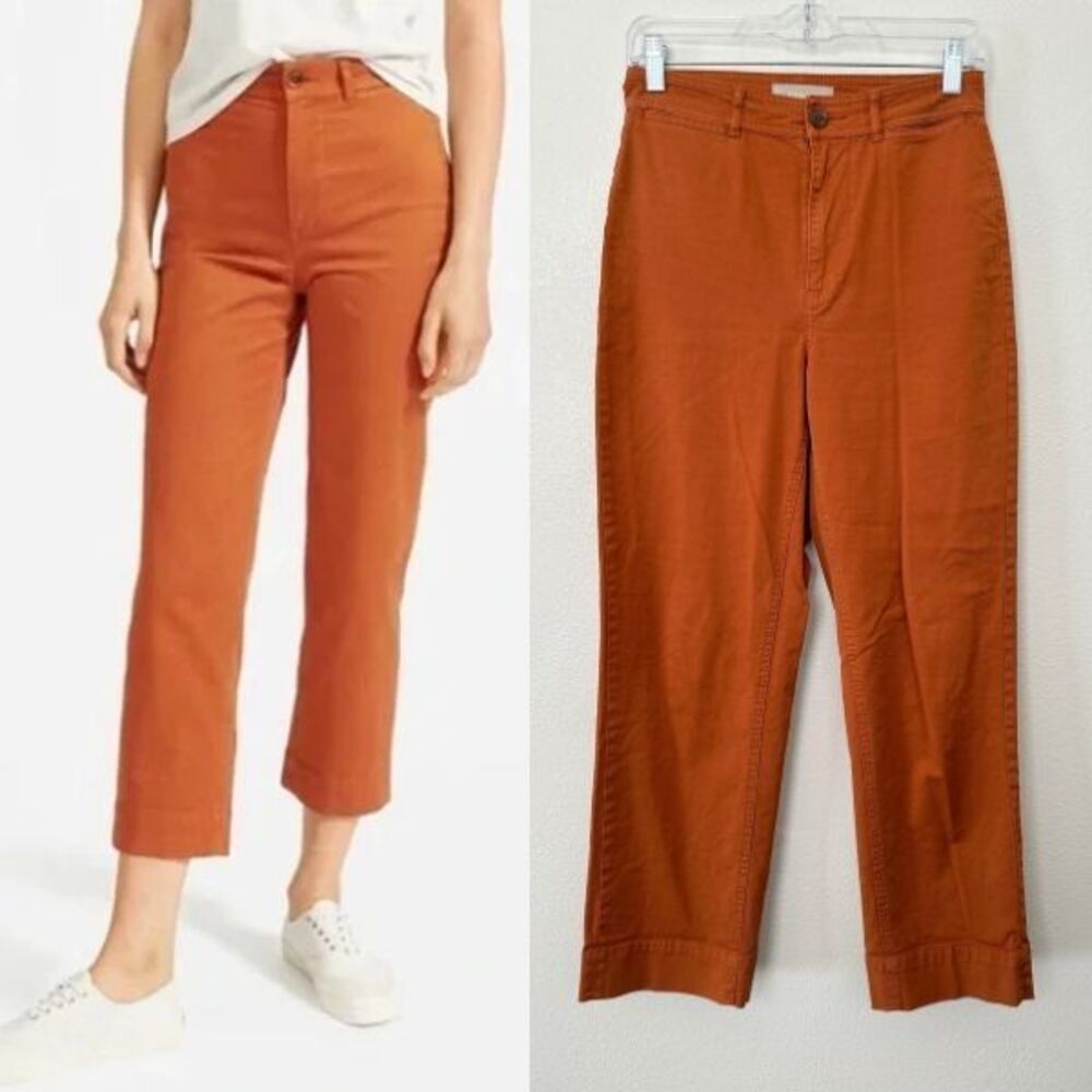 Everlane Cotton Straight Lightweight Burnt Orange Trouser Pants Crop Women's 2